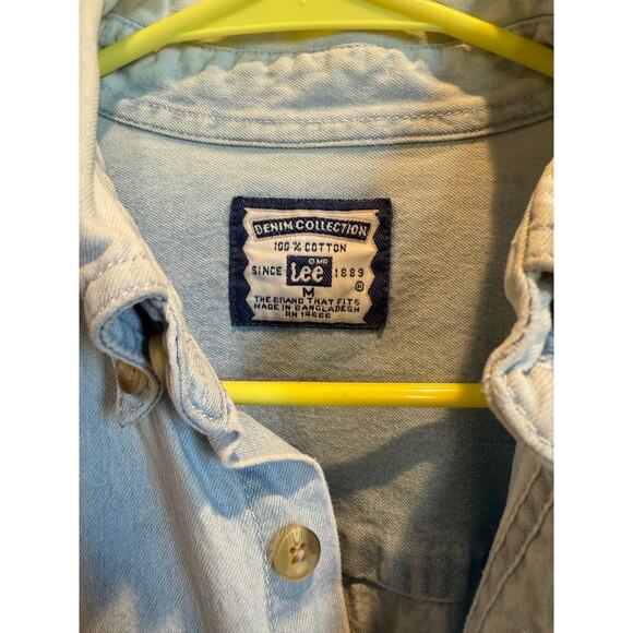 Mens Vintage Lee Denim Button Down CSU Size M - Picture 3 of 4